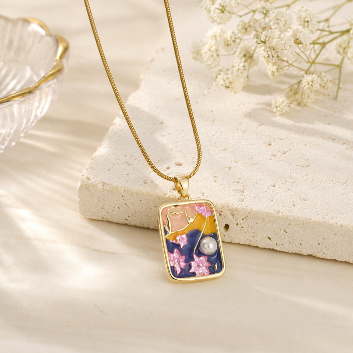 Elegant Floral Pearl Pendant Necklace